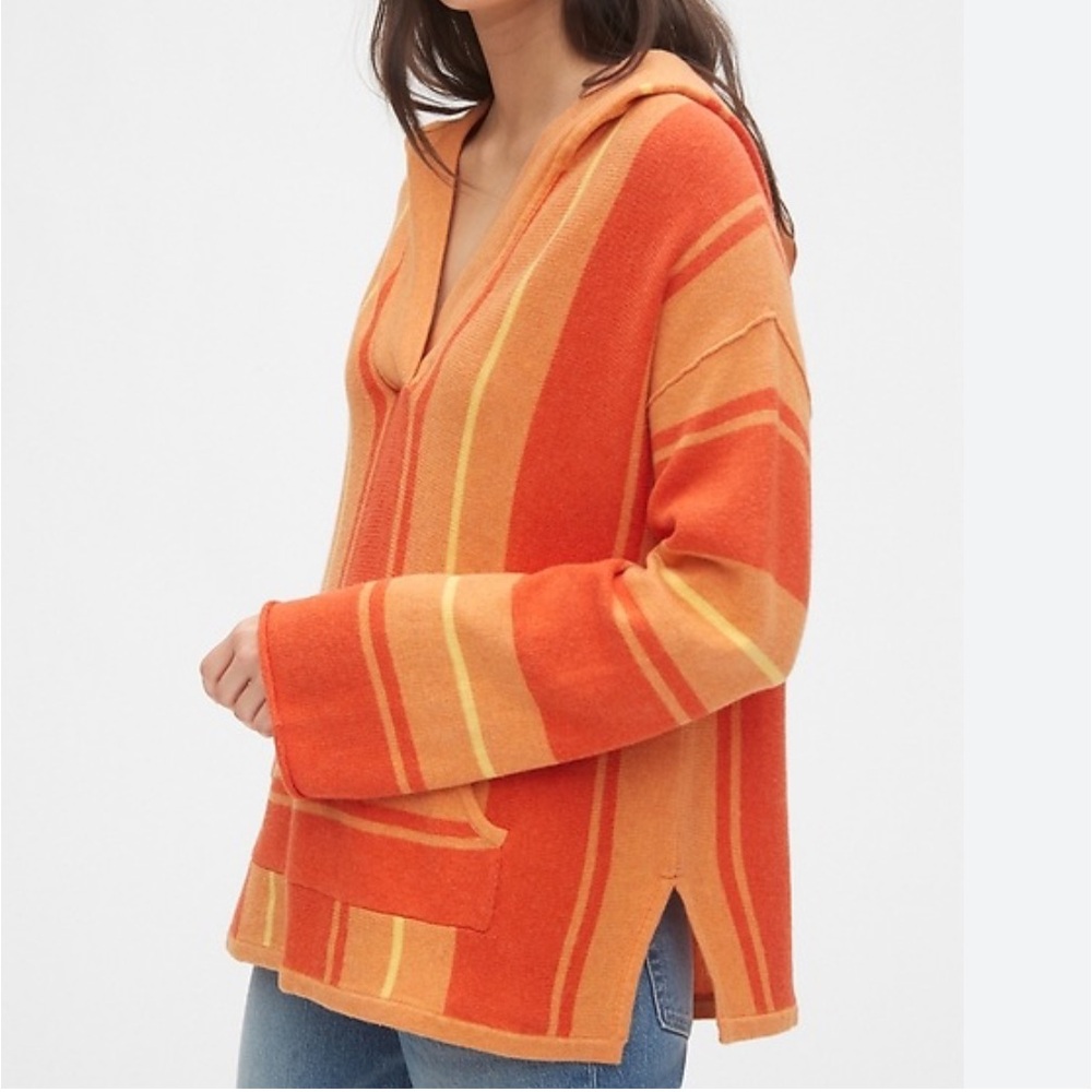 GAP Crossover Orange Striped Women's Sweater